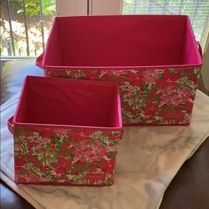 2 MATCHING LILLY PULITZER STORAGE BINS